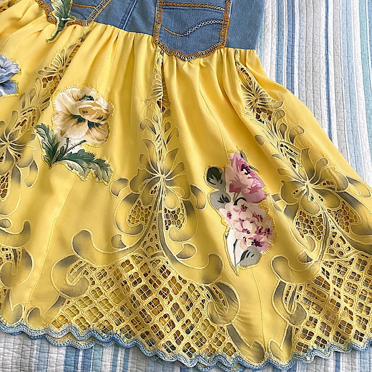 Boho Layered Denim Skirt