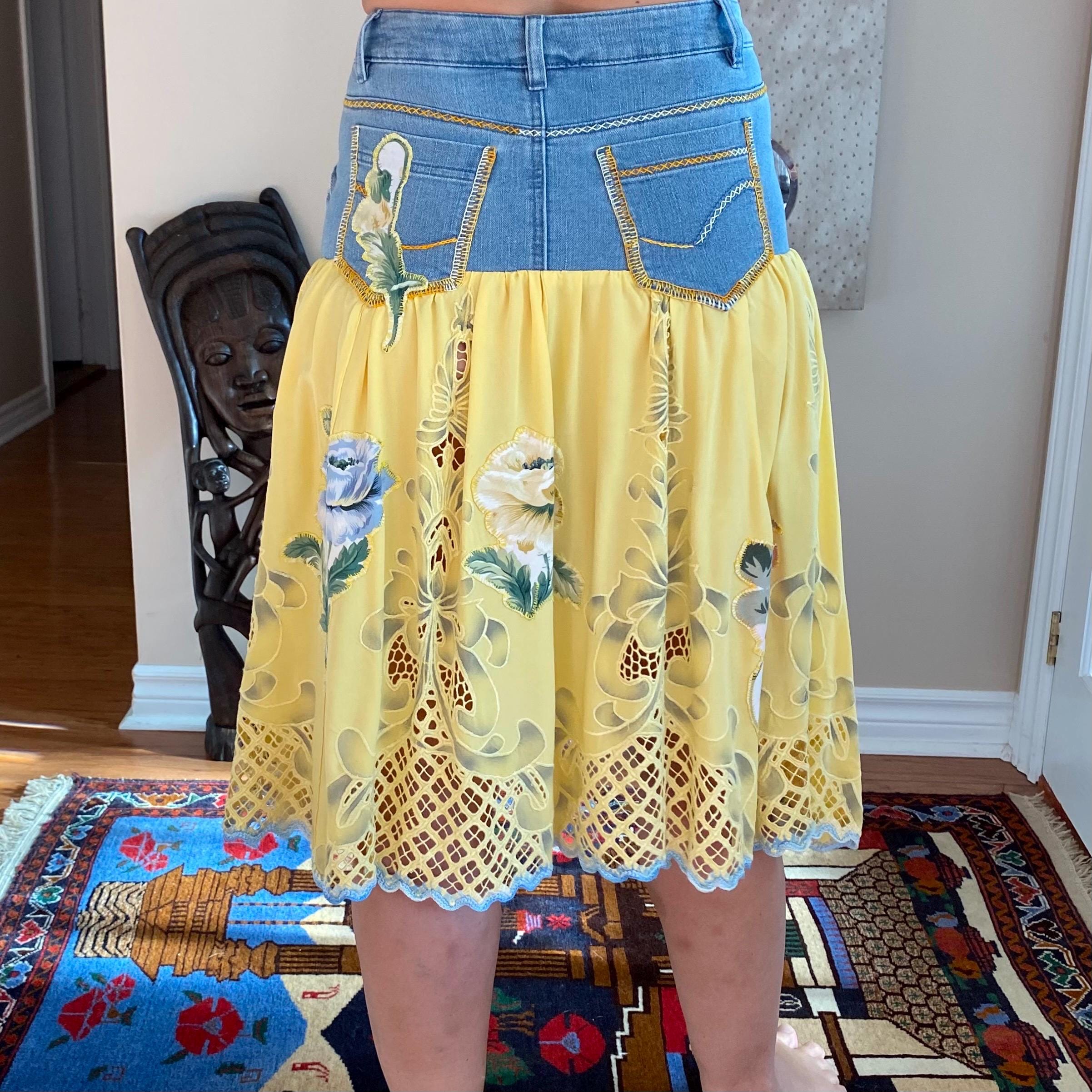 スカート Harper Tassel Pocket Denim Long Skirt YELLOW BLUE Garter Belt Denim Skirt – Coperni
