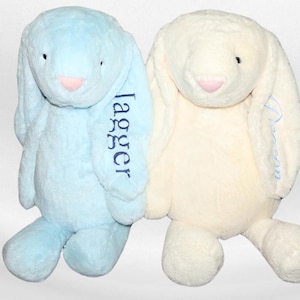 Gepersonaliseerde pluche paashaas aangepaste naam geborduurd konijn paascadeau voor kinderen, zachte knuffel, paasmandje cadeau voor kinderen