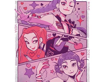Valentine Huntrix Anime Girl Group PNG | Kpop Demon Hunters Sublimation | Saja Girls Mira Rumi Zoey | Valentine's Day Clipart