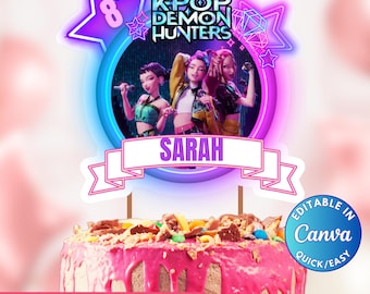 K-Pop Demon Hunters Geburtstagsdeko Set - Cake Topper, Banner & Ballons Für Kinderparty