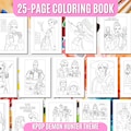 Kpop Demon Hunters Digital Coloring Book, Downloadable PDF, Kpop Coloring Pages, Anime Coloring, Kids Activity
