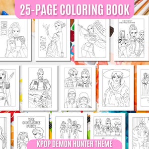 Kpop Demon Hunters Digital Coloring Book, Downloadable PDF, Kpop Coloring Pages, Anime Coloring, Kids Activity