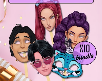 KPOP Demon Hunters Printable Face Masks Birthday Instant Download Huntrix Party Decor Printables Zoey Rumi Mira Party Decor K-POP Favours