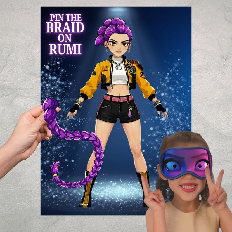 Printable K-pop Party Activity AND GAME Pin the Hair on Rumi Birthday ...