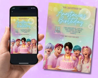 K-pop Demon Hunters Birthday Invite, Saja Boys Party Invite, Instant Digital Download, Jinu, Abby, Mystery, Romance, Baby Kpop Demon Hunters