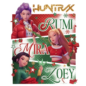 K-pop Demon Hunters Christmas PNG | Huntrix Inspired Digital Stickers | Anime Girl Clipart | Kawaii Christmas PNG | Holiday Digital Download