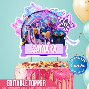 Kpop Demon Hunter Cake Topper, Huntrx Editable Cupcake Topper, Editable Template Canva, Printable DIY Cake Topper, Digital File