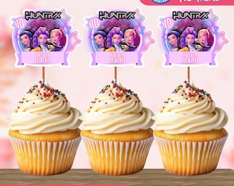 Kpop Demon Hunter Cake Topper, Huntrx Editable Cupcake Topper, Editable Template Canva, Printable DIY Cake Topper, Digital File