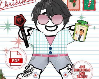 Disguise the Gingerbread Man Jinu Printable Craft Kit, Kpop HUnters Saja Boys Gingerbread Man in Disguise, Christmas Activity Crafts Kids