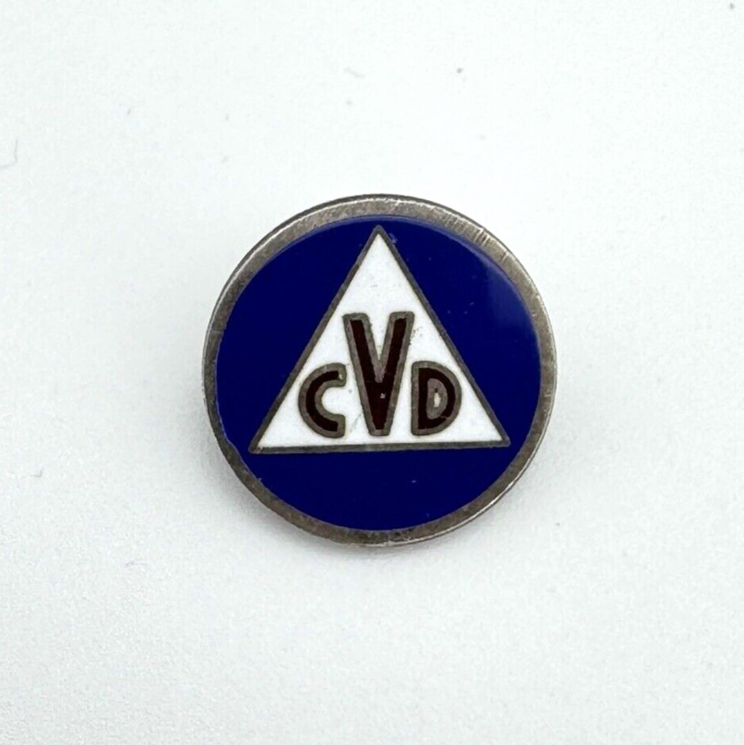 1940 WWII Civil Defense Volunteer Corps CVD Sterling Enamel Pin Badge S ...