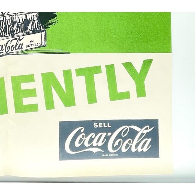 1960s Coca-Cola Safety Poster Arrange Work Efficiently 17x22 Vintage Industrial image 2
