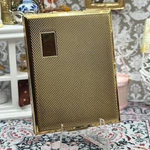 Kigu Art Deco Rektangulärt Pulver Kompakt – 7,5 cm, Guldfärgad, Blank Kartusch