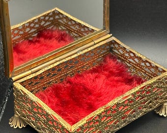 Vintage Ormolu Filigree Jewellery Box: San Sebastián Photo Lid