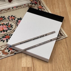 Stratton Notebook Replacement Set – New Notepad & Schmidt Pen Refill – Black or Blue Ink