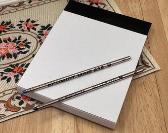Conjunto de reposição para caderno Stratton – Bloco de notas novo e refil para caneta Schmidt – Tinta preta ou azul
