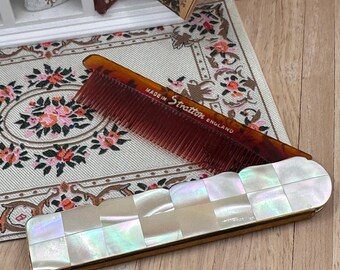 Pente dobrável vintage Stratton em madrepérola – 10,5 cm – Fabricado na Inglaterra