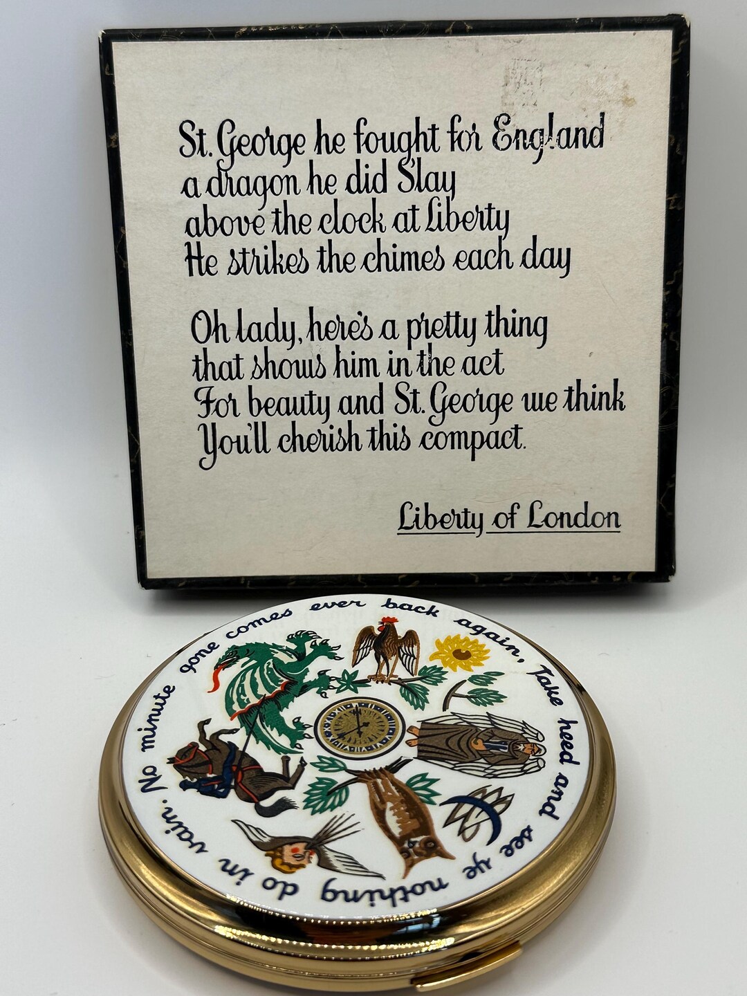 Vintage Liberty of London Stratton Powder Compact: St George Clock ...