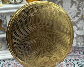 REVLON COMPACT ELEGANTE コンパクトミラー ヴィンテージ Revlon Textured Gold Turn-vintage Ladies Powder Compact-1pi