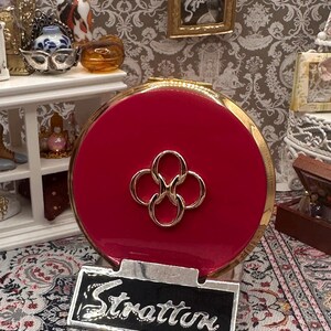Vintage Stratton Pink Convertible Powder Compact, Original Pouch, Unused, Mid Century England
