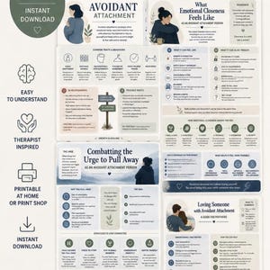 Att älska någon med undvikande anknytning | Relationsguide för partners | Infografik om anknytningsstil | Digital nedladdning
