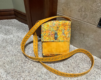 Small Crossbody Bag - Gold and Teal