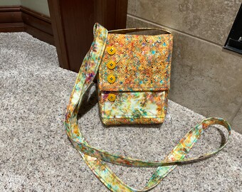 Small Crossbody Bag - Oranges and Teals