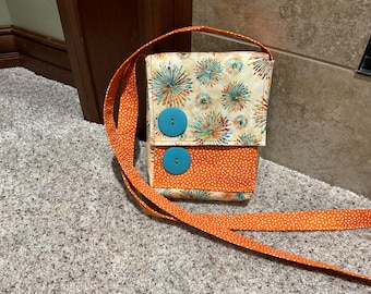 Small Crossbody Bag - Beige and Orange