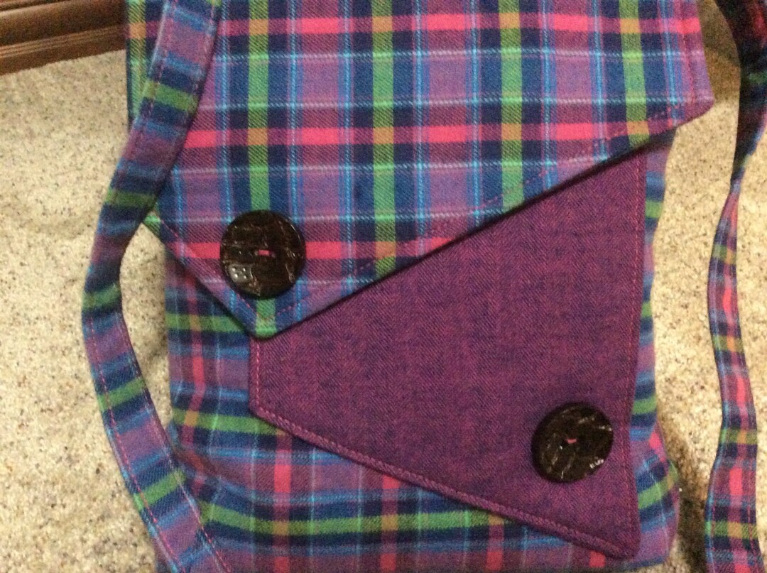 Purple Plaid Crossbody Bag or iPad Case Etsy
