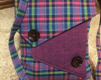 Purple Plaid Crossbody Bag or iPad Case