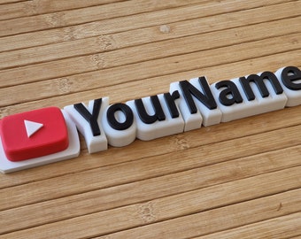 Personalized YouTube Nameplate / 3D Printed Sign Decoration - Ideal Gift for YouTuber or fan!