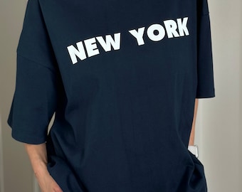 Oversized Cotton T-Shirt: Relaxed Fit New York Tee