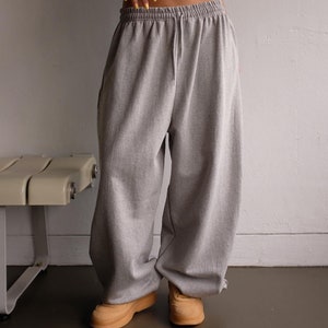 Oversized Gray Cotton Sweatpants: Wide Leg Relaxed Fit