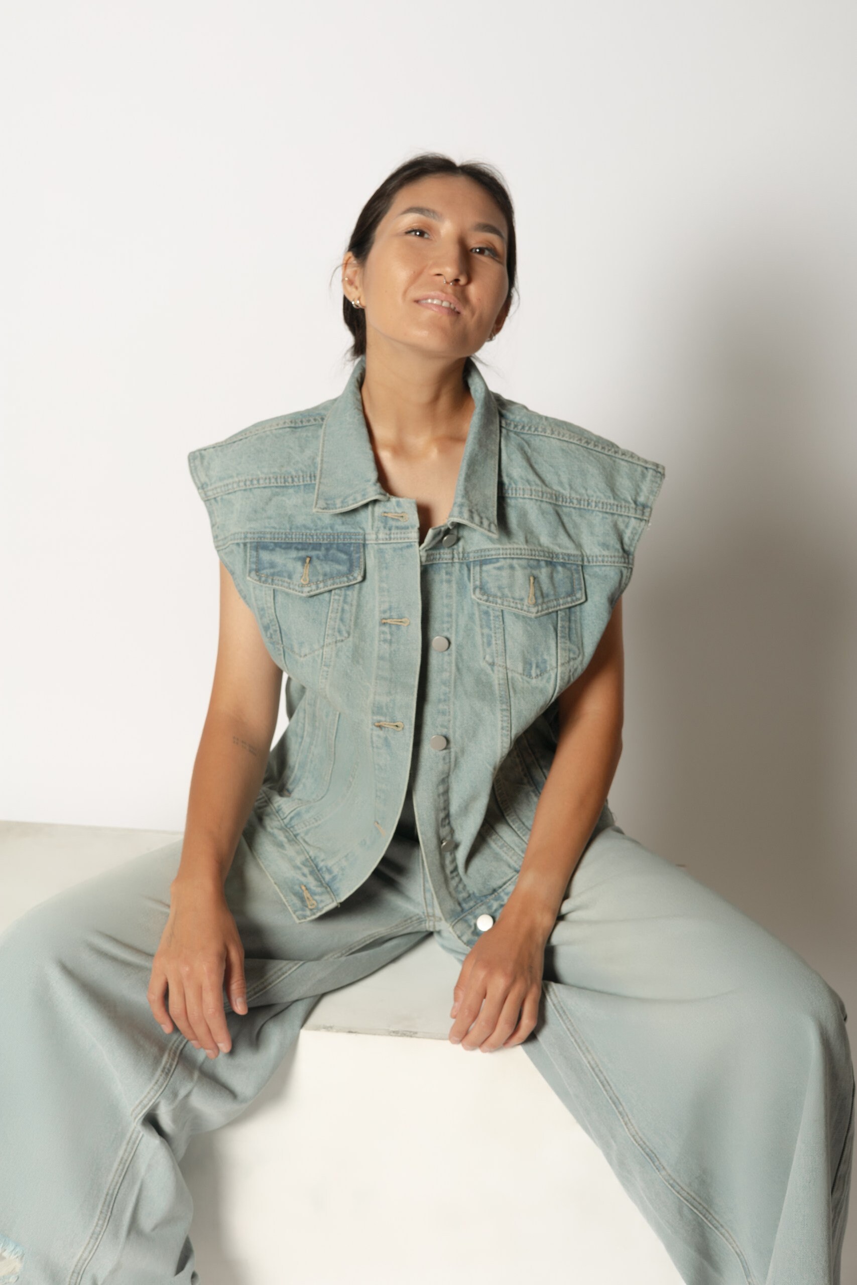 【SCENERITY】High neck denim vest High Neck Denim Vest by Madewell | Rent the Runway