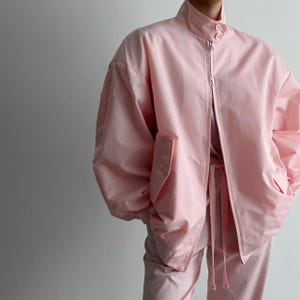 Bomber jacket vintage style unisex pink jacket bomber. Baggy jacket. Oversized relaxed bomber jacket. Pink bomber jacket women