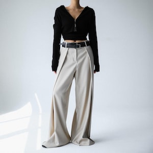 Pleated women trousers pants suit Beige pants. Trousers. Women pants. Suit pants. Ivory pants. Pants for women.
