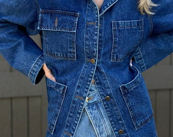 Oversized Denim Shirt Jacket: Cotton Blue Blazer