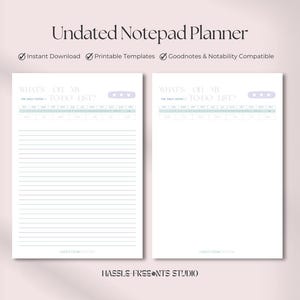 PRINTABLE Daily Notes Template, Printable To Do List, Undated Notepad, To Do Planner Template, Instant Download, Digital Notepad Templates