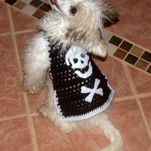 BAD To The BONE Skull and Cross Bones Eco friendly 2 to 20 lb dogs Biker, Pirate sweater image 3