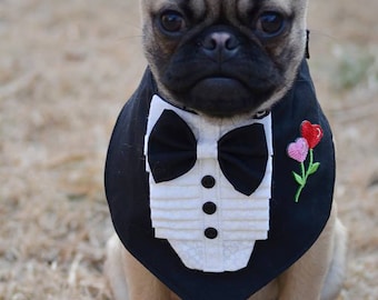 TUXEDO BANDANA no rose - Wedding Groom- Shirt Front style - All sizes - 11.99 - 16.99 - made to order