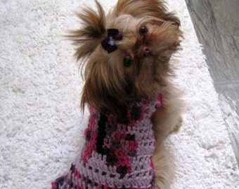 Dog sweater - BUTTERFLY KISSES in Lavender or Beach colors-  Eco friendly - 2 to 20 lb dogs- Made to order