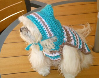 Striped HOODIE dog sweater - available in many colors -2 to 20 lb dogs - made to order