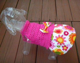 FLOWER POWER Skirt-ter - NEW fabric - 2 to 20 Lb dogs -Includes hair bow