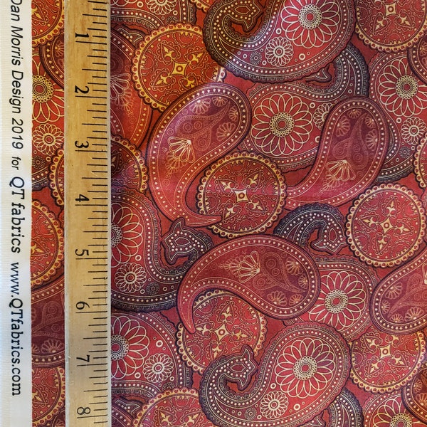 Sale Fabric Rust Paisley Print by Dan Morris for QT Fabrics