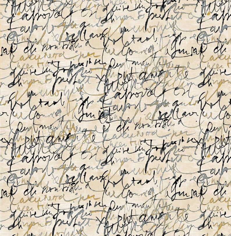 Benartex Large Fluidity Script Fabric (per Half Yard) - Etsy