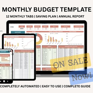 Budgetplanner voor Google Spreadsheets: jaarlijkse maandelijkse onkostenregistratie (digitale download)
