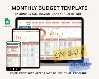 Google Sheets Budget Planner: Annual Monthly Expense Tracker (digital ...