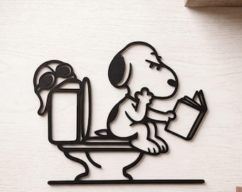 Letrero de Snoopy para la puerta del baño - Decoración divertida de tira cómica para el baño - Divertido soporte de pared para el baño