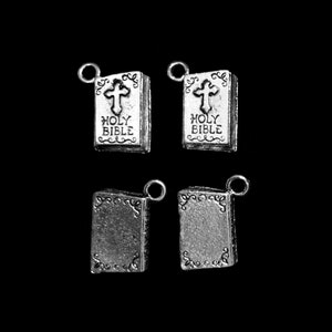 4 Silver Holy Bible Charms (qb181)