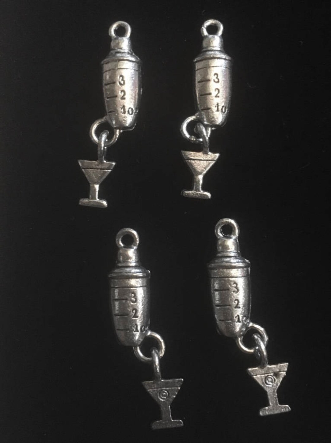 4 Silver Pewter Martini Shaker Charms Martini Charms Martini Etsy